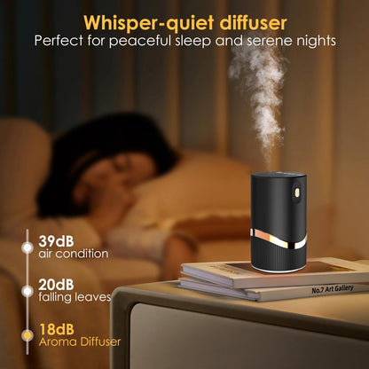 Huachuang Waterless Nebulizing Diffuser – Portable Car & Home Aromatherapy (Black) | 72h Battery, 4 Mist Levels
