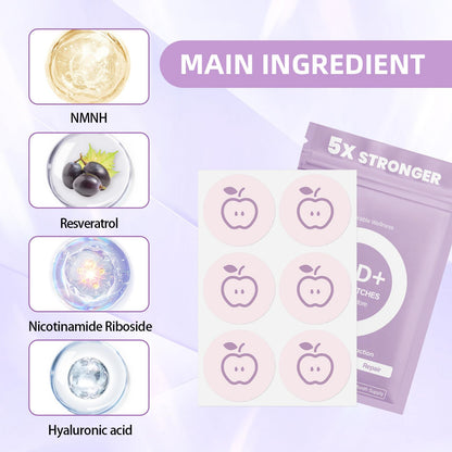 huangirl NAD+ Patches | NAD 60 Patches for Women | 8-Hr Time-Release Wellness Patch with NMNH, Resveratrol, Nicotinamide Riboside, NAC, Hyaluronic Acid, CoQ10 | Enhanced Absorption