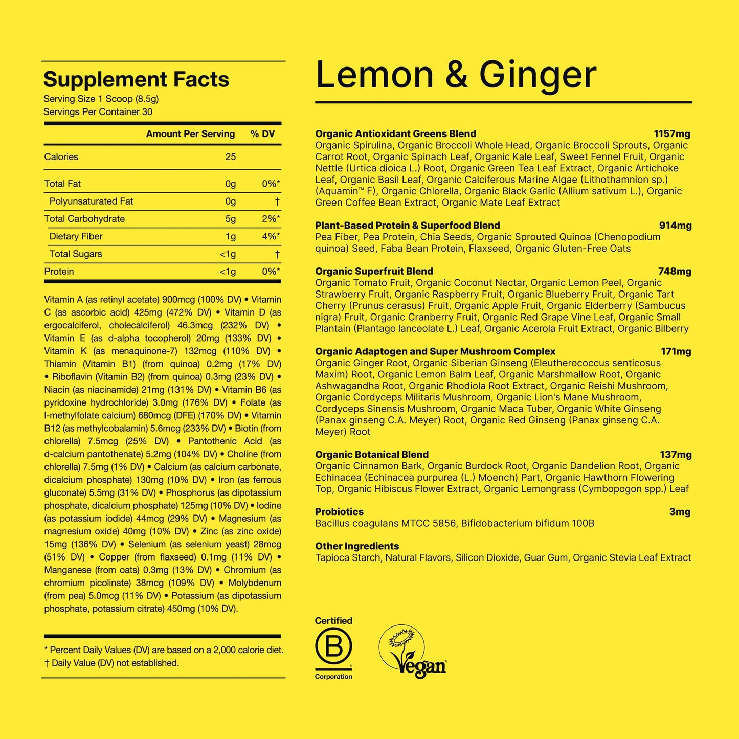 Huel Daily Greens Lemon & Ginger | 91 Vitamins & Wholefood Ingredients | 12 Pack