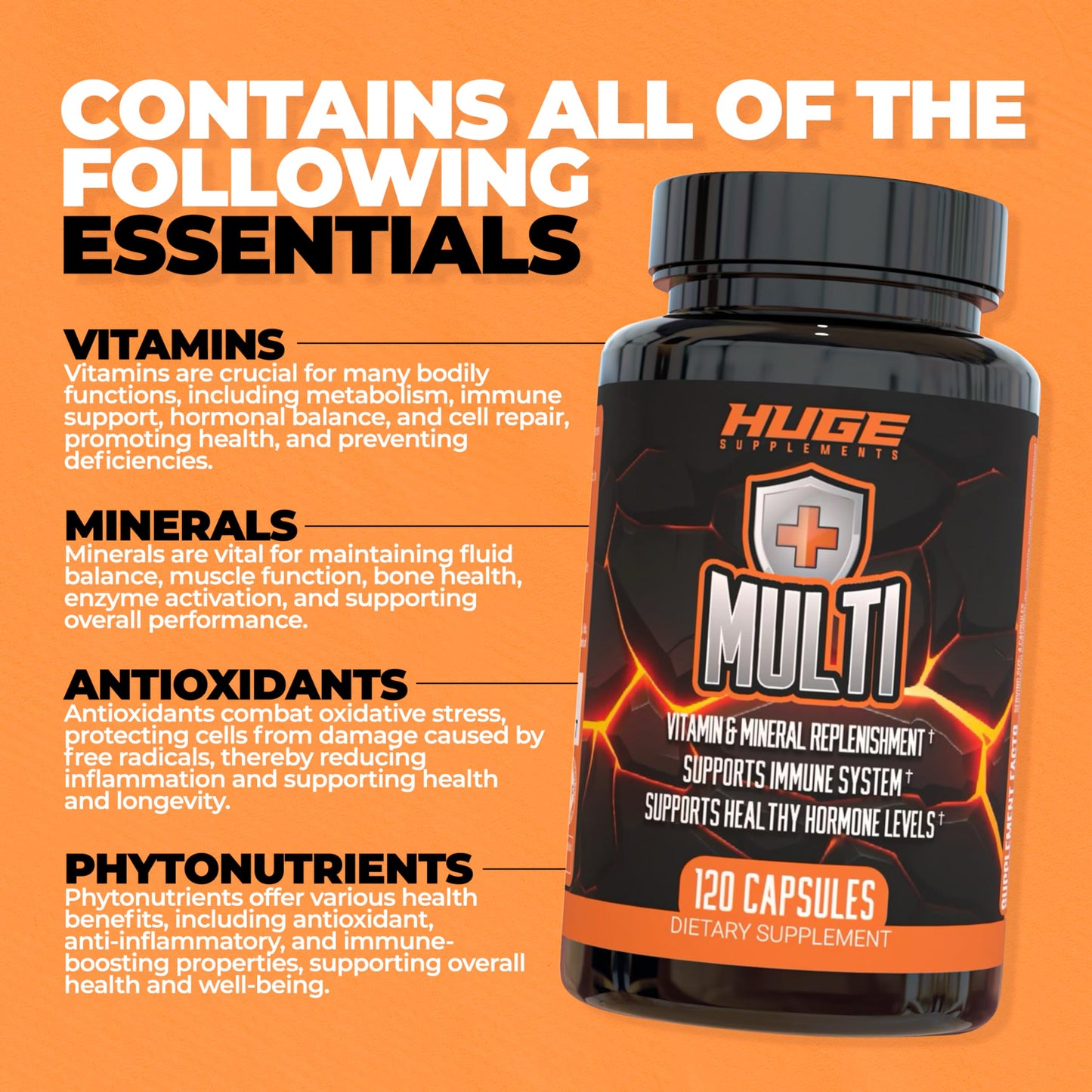 Huge Multi | Men's Multivitamin for Athletes & Bodybuilders – High-Performance All-In-One Formula (120 Capsules)