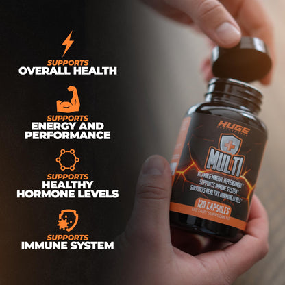 Huge Multi | Men's Multivitamin for Athletes & Bodybuilders – High-Performance All-In-One Formula (120 Capsules)