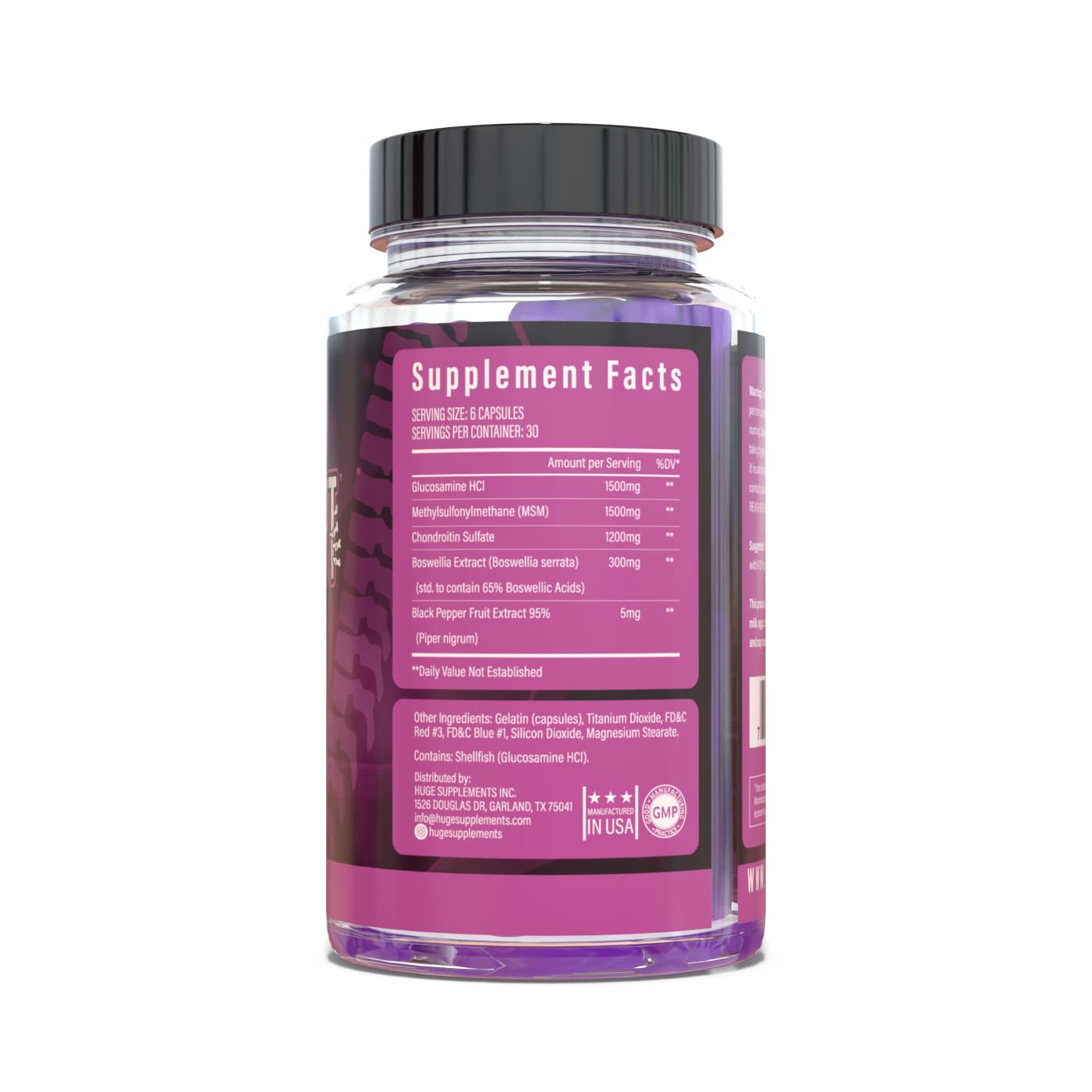 Huge Supplements Joint Support – Science-Backed Formula for Joint Comfort (Glucosamine, MSM, Chondroitin, Boswellia) – 30 Servings
