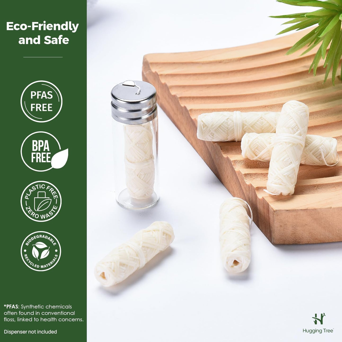Hugging Tree Natural Silk Dental Floss Refills – PFAS-Free, Zero-Waste Mint (5 Pack, 33 Yards Each)