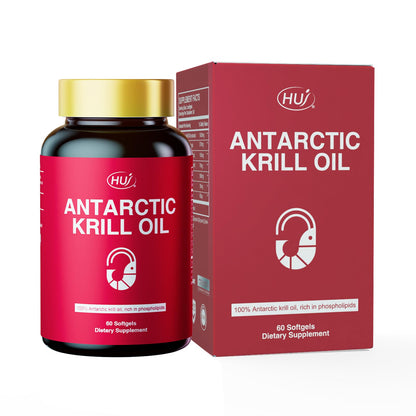 HUJ Antarctic Krill Oil 1000mg with Omega-3s EPA, DHA – 60 Softgels – Sustainably Sourced