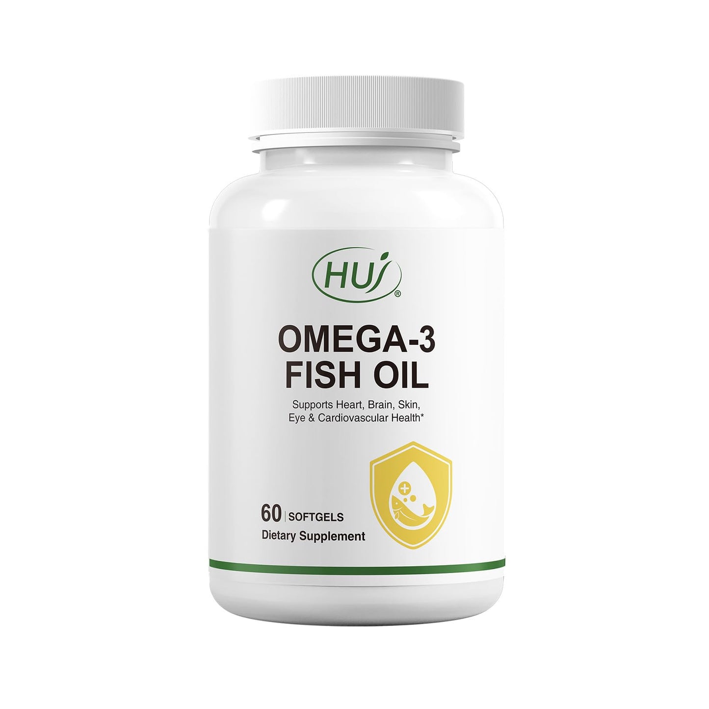 HUJ Omega 3 Fish Oil 1000mg Softgels – EPA+DPA, Heart, Brain, Skin, Eyes & Cardiovascular Support | 60 Softgels