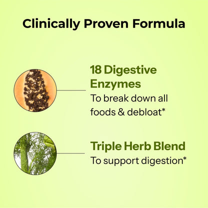 HUM Flatter Me Digestive Enzymes for Women & Men - Fast Debloat, Ginger & Peppermint, 60 Capsules