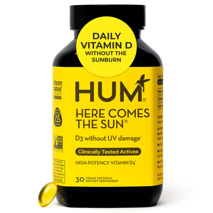 Here Comes The Sun Vitamin D3 Immune Support – 2000 IU, Vegan, 30 Softgels by HUM
