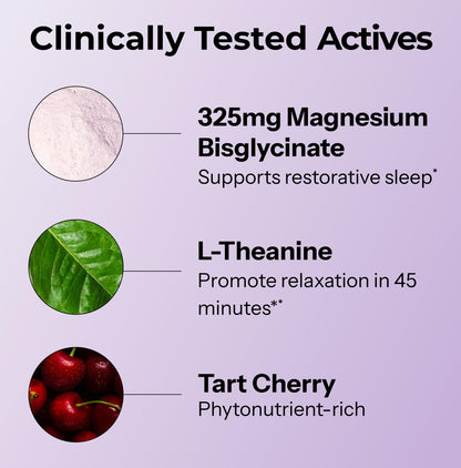Hum Nutrition Dream Team Magnesium Bisglycinate Powder – Sleep Support, L-Theanine & Tart Cherry (Gluten Free, Vegan)