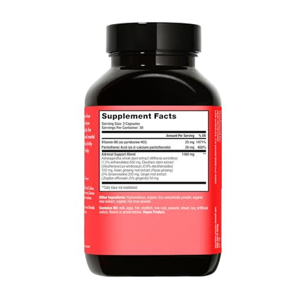HUM Uber Energy Adrenal Support Supplement with Ashwagandha, Ginseng – 60 Vegan Capsules