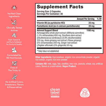 HUM Uber Energy Adrenal Support Supplement with Ashwagandha, Ginseng – 60 Vegan Capsules