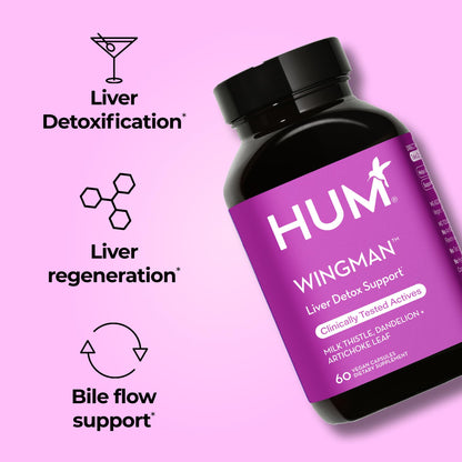 HUM Wing Man Liver Support Supplement – Milk Thistle, Dandelion Root & Artichoke Leaf Extract | 60 Capsules