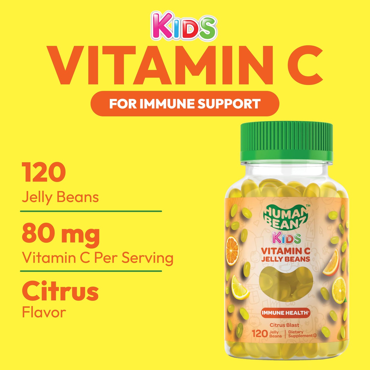 Human Beanz Vitamin C Jelly Beans for Kids | Immune Support, Vegetarian, Kosher