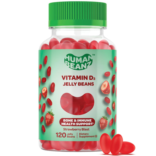 Human Beanz Vitamin D3 Jelly Bean Gummies for Adults – 2000 IU, Immunity Support, 120 Strawberry Blast, Kosher BritishVita | Premium UK Vitamins & Wellness Supplements