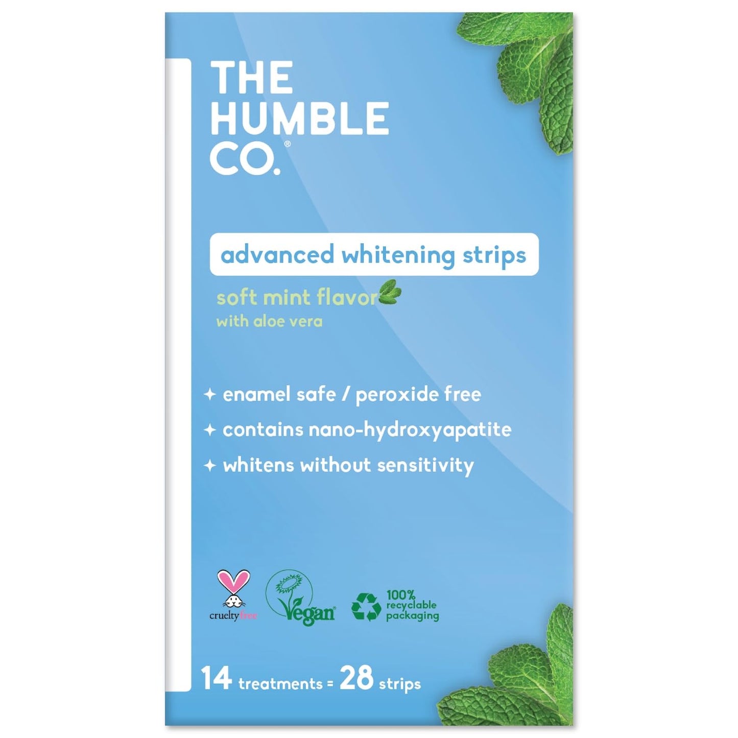 The Humble Co Advanced Teeth Whitening Strips – Sensitive, Peroxide-Free, 28 Strips (14 Treatments)