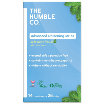 The Humble Co Advanced Teeth Whitening Strips – Sensitive, Peroxide-Free, 28 Strips (14 Treatments)