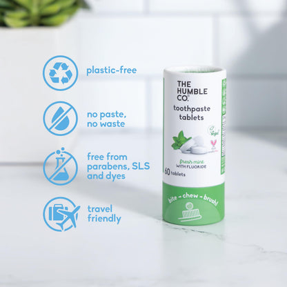 The Humble Co Chewable Toothpaste Tablets with Fluoride – Mint (180 ct)