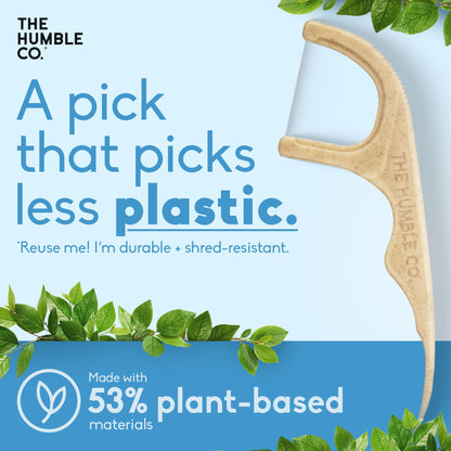 The Humble Co Mint Dental Floss Picks - 200 Count, Plant-Based & Dual-Ended
