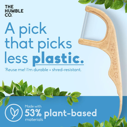 The Humble Co Mint Dental Floss Picks – 200 Count | Double-Thread