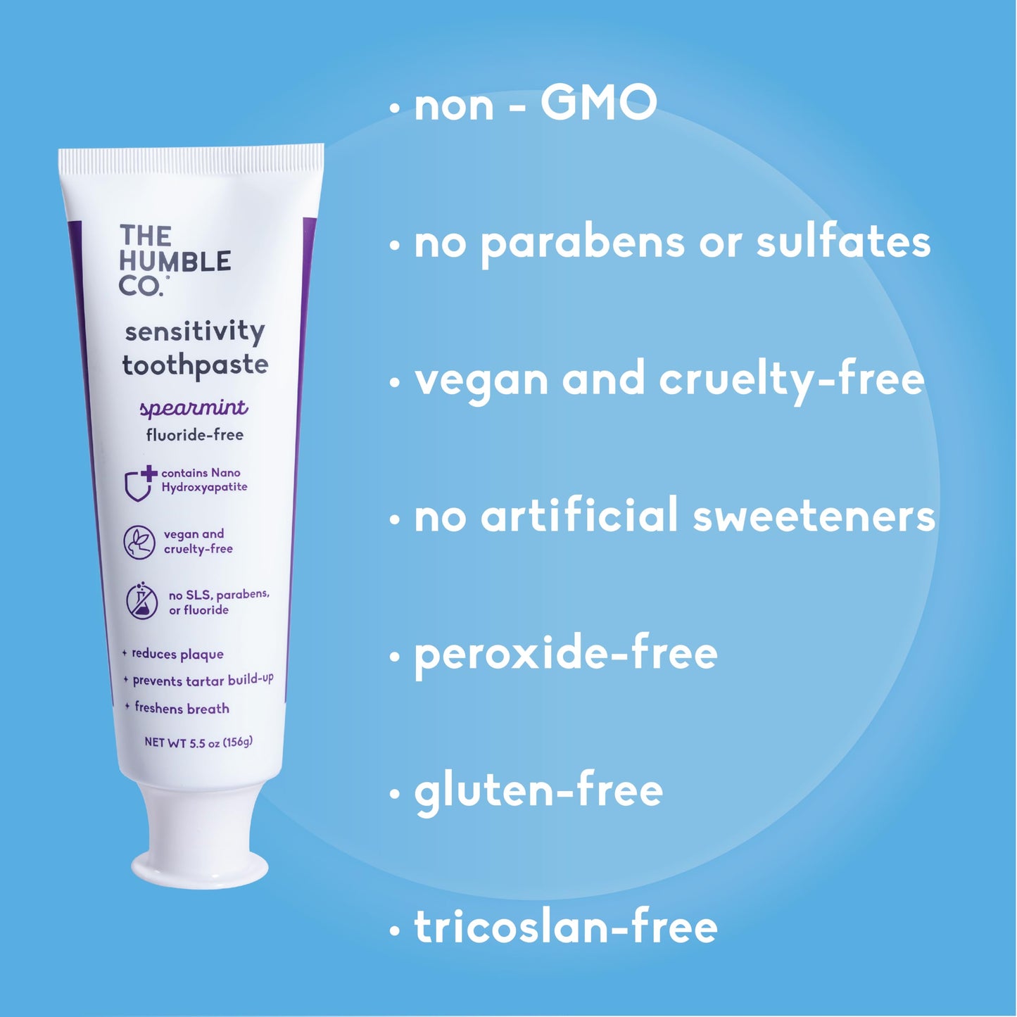 The Humble Co Fluoride-Free Toothpaste for Sensitive Teeth – Spearmint, Nano Hydroxyapatite, 2 Pack