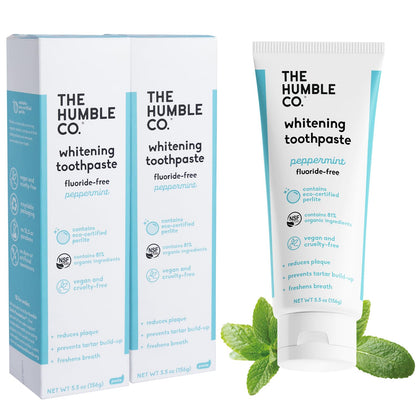 The Humble Co Fluoride-Free Teeth Whitening Toothpaste – Peppermint (2 Pack)