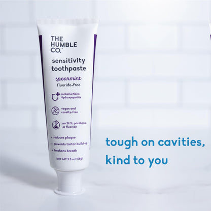The Humble Co Fluoride-Free Toothpaste for Sensitive Teeth – Spearmint, Nano Hydroxyapatite, 2 Pack