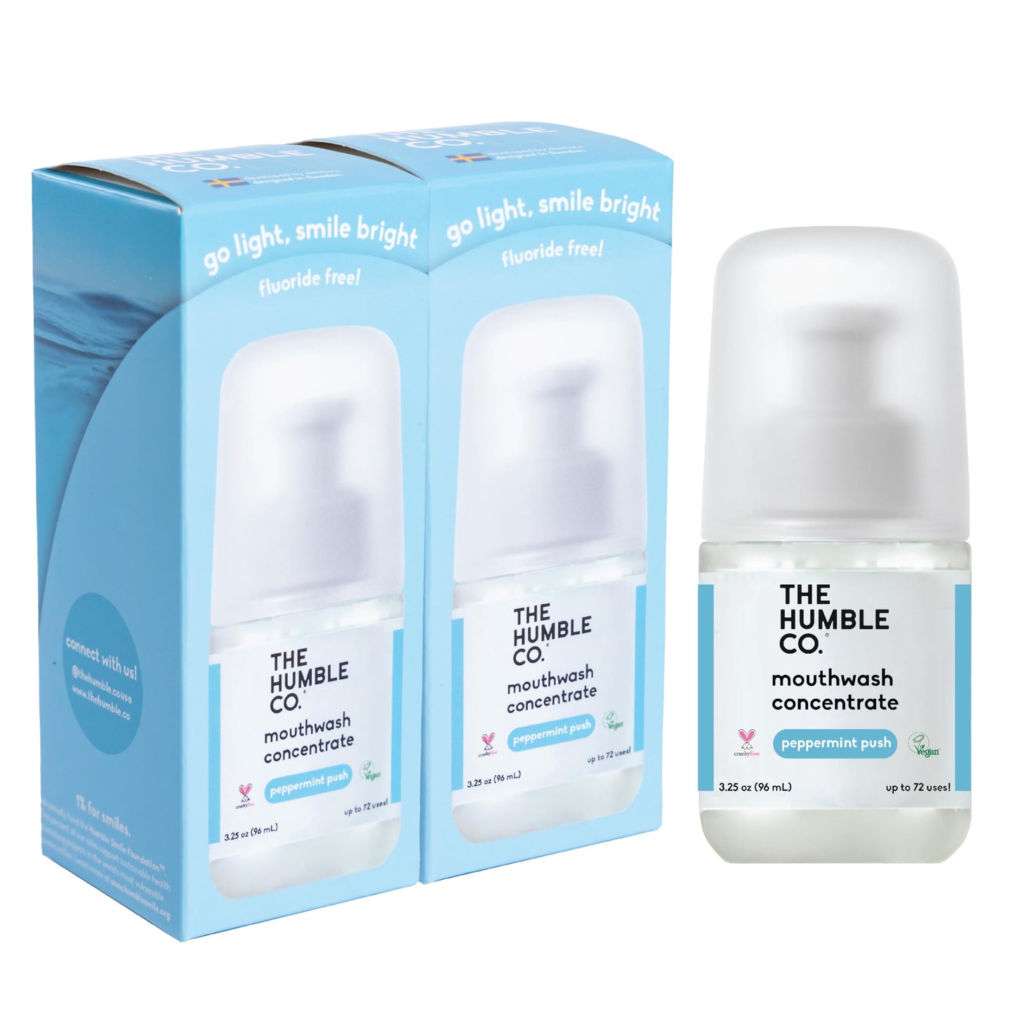 The Humble Co Mouthwash Concentrate - Fluoride Free & Travel Size Peppermint