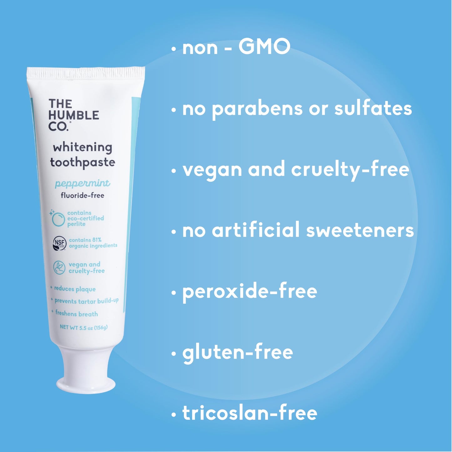 The Humble Co Fluoride-Free Teeth Whitening Toothpaste – Peppermint (2 Pack)