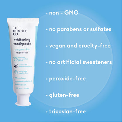 The Humble Co Fluoride-Free Teeth Whitening Toothpaste – Peppermint (2 Pack)