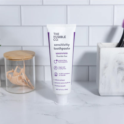 The Humble Co Fluoride-Free Toothpaste for Sensitive Teeth – Spearmint, Nano Hydroxyapatite, 2 Pack