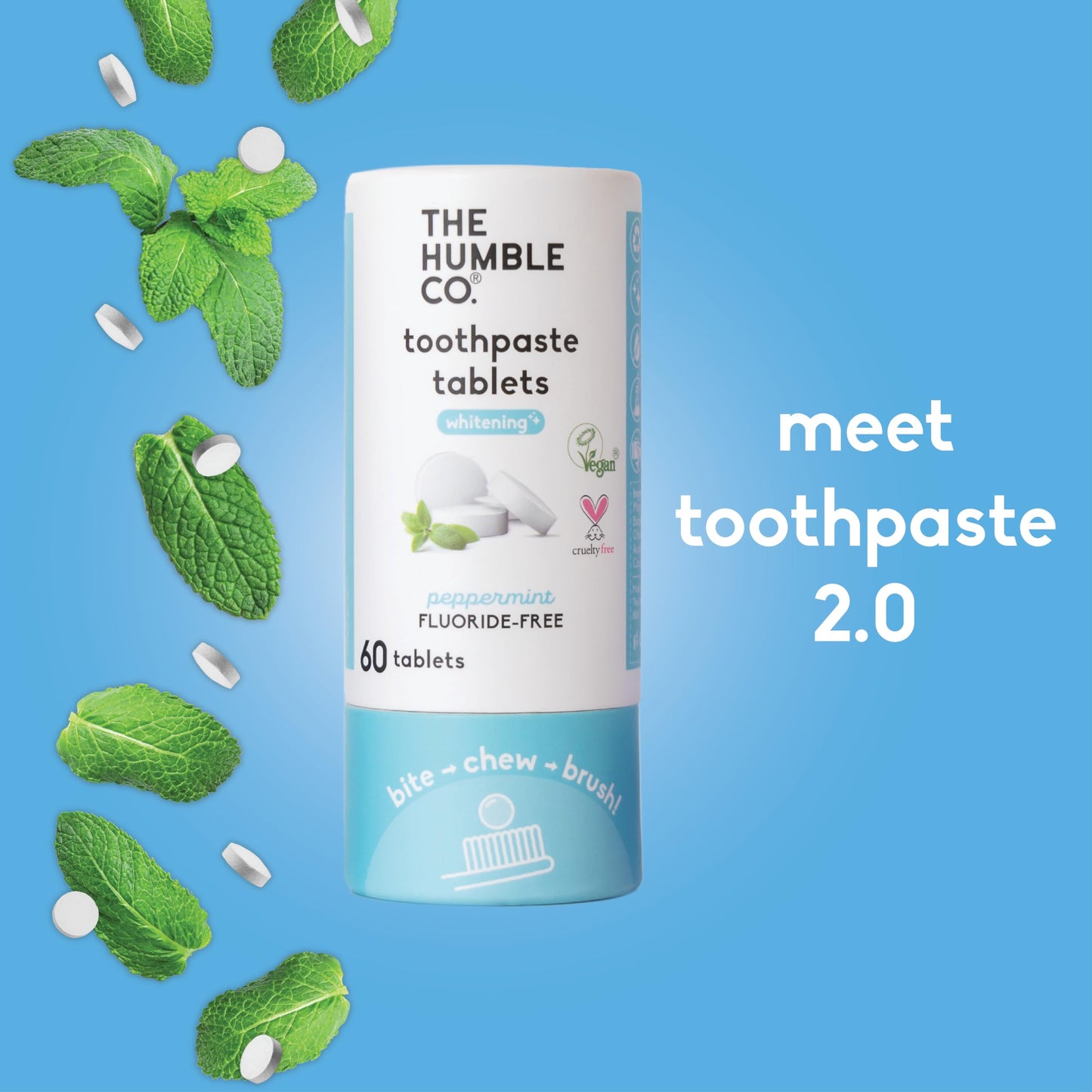 The Humble Co Teeth Whitening Chewable Tablets - Peppermint (180 Count)
