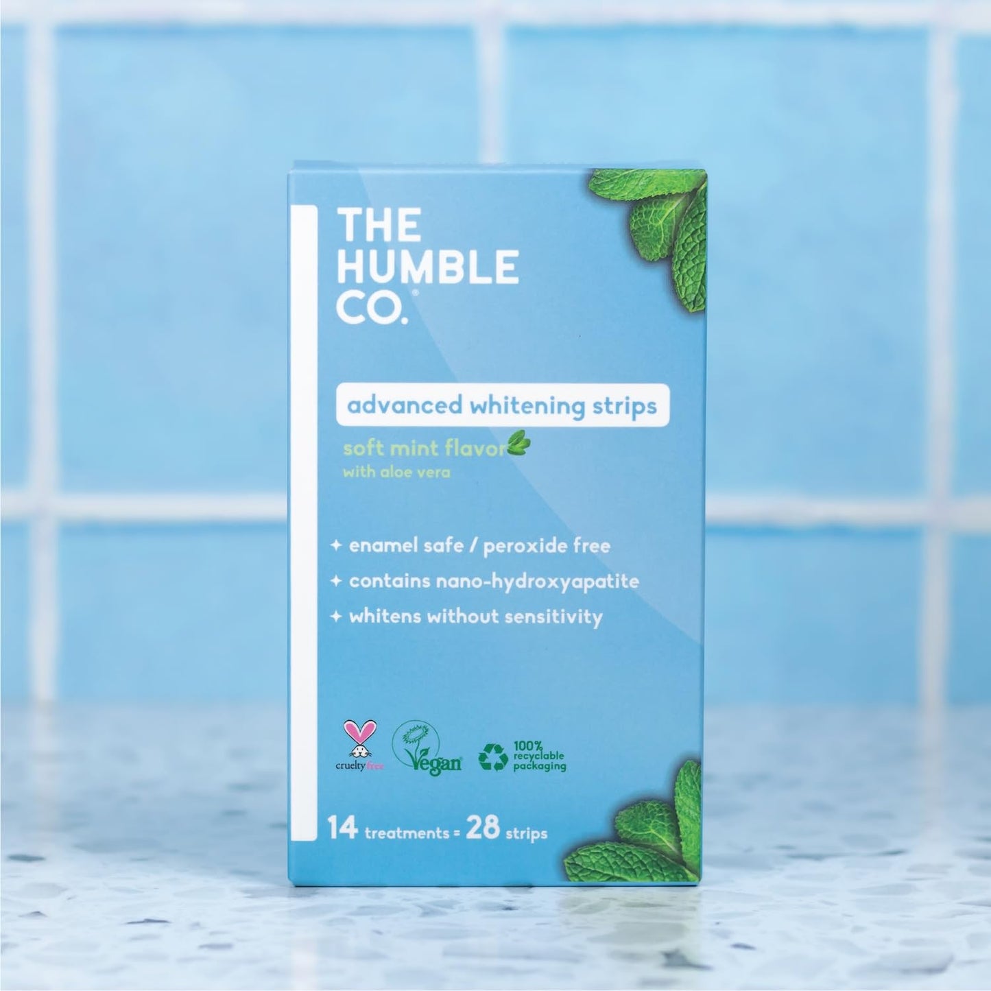 The Humble Co Advanced Teeth Whitening Strips – Sensitive, Peroxide-Free, 28 Strips (14 Treatments)