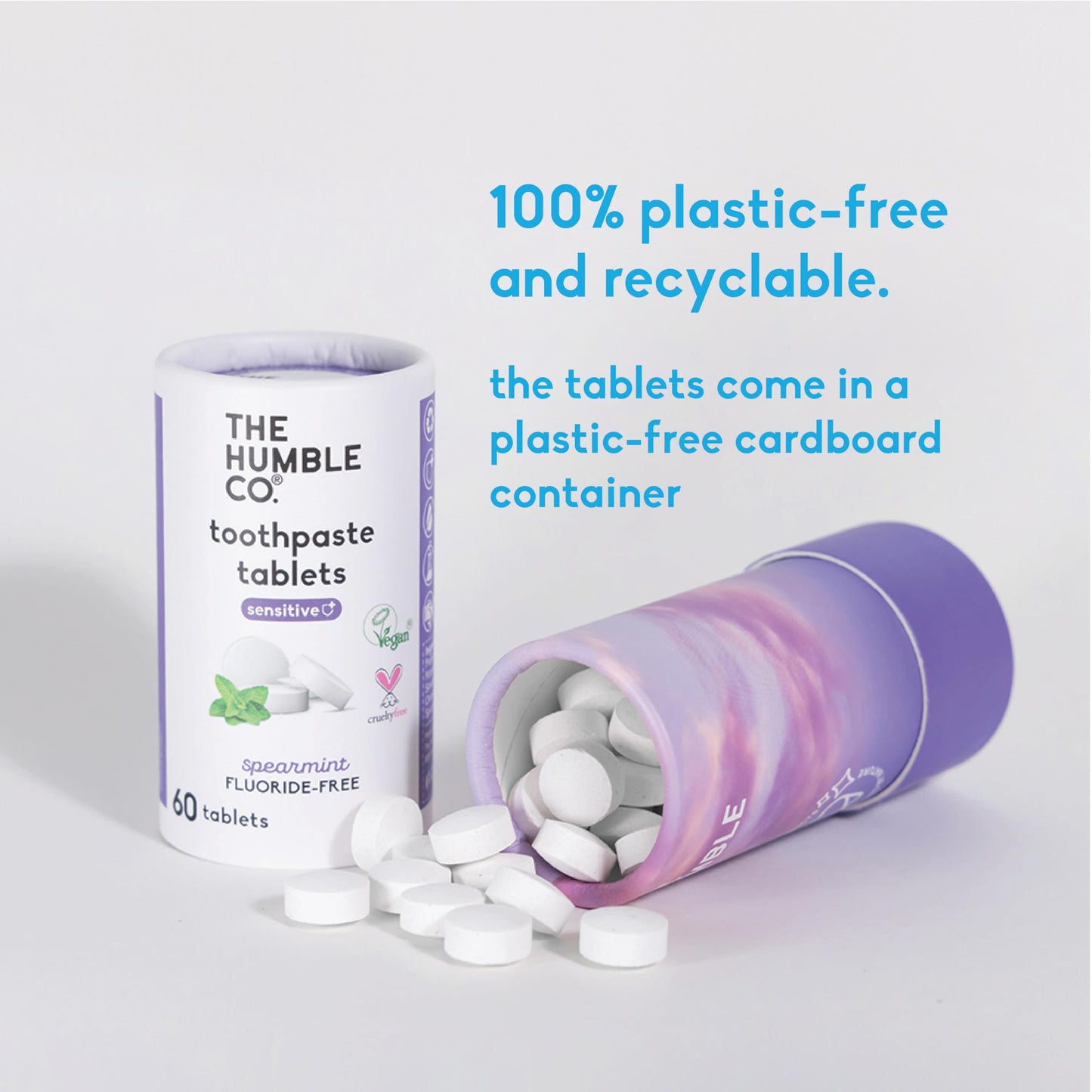 The Humble Co Sensitive Chewable Toothpaste Tablets – Spearmint, Fluoride-Free, 180 Count