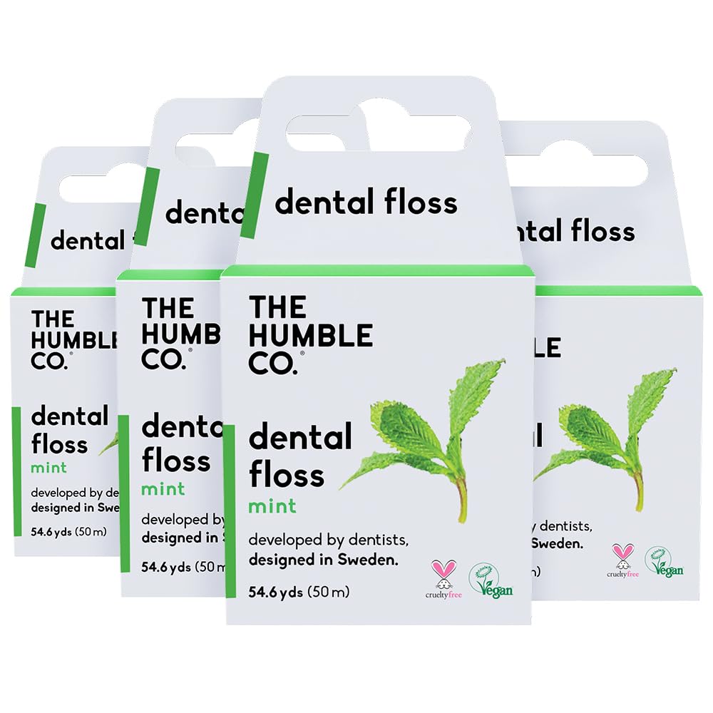The Humble Co Mint Dental Floss - 4-Pack, Vegan & Plastic-Free (220 Yards)