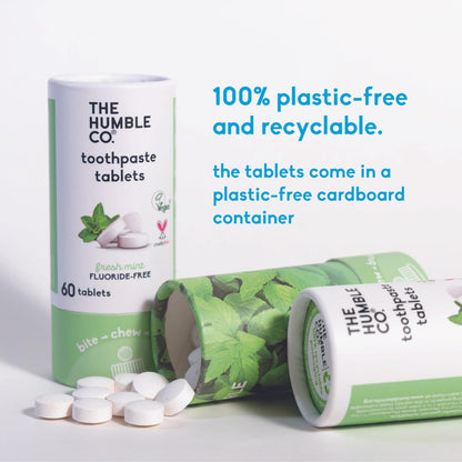 The Humble Co Fluoride-Free Chewable Toothpaste Tablets – Mint, 180 Count | Plastic-Free