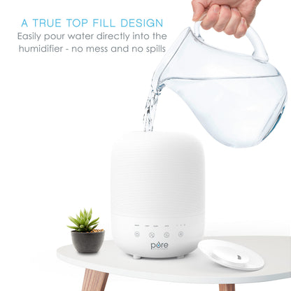 Pure Enrichment HUME Sense Top Fill Humidifier – 3L Tank, Auto Humidity Sensor, Night Light