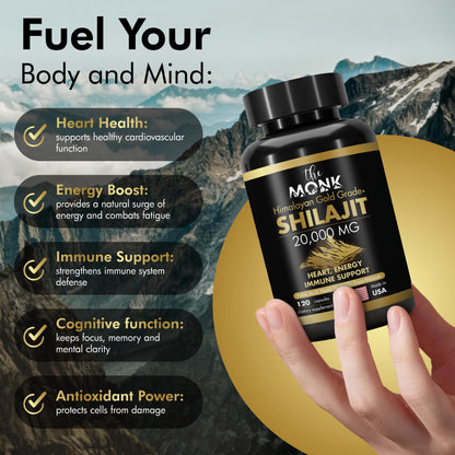 Organic Shilajit Gold Grade Plus – Fulvic & Humic Acids, 120 Capsules, USA Made