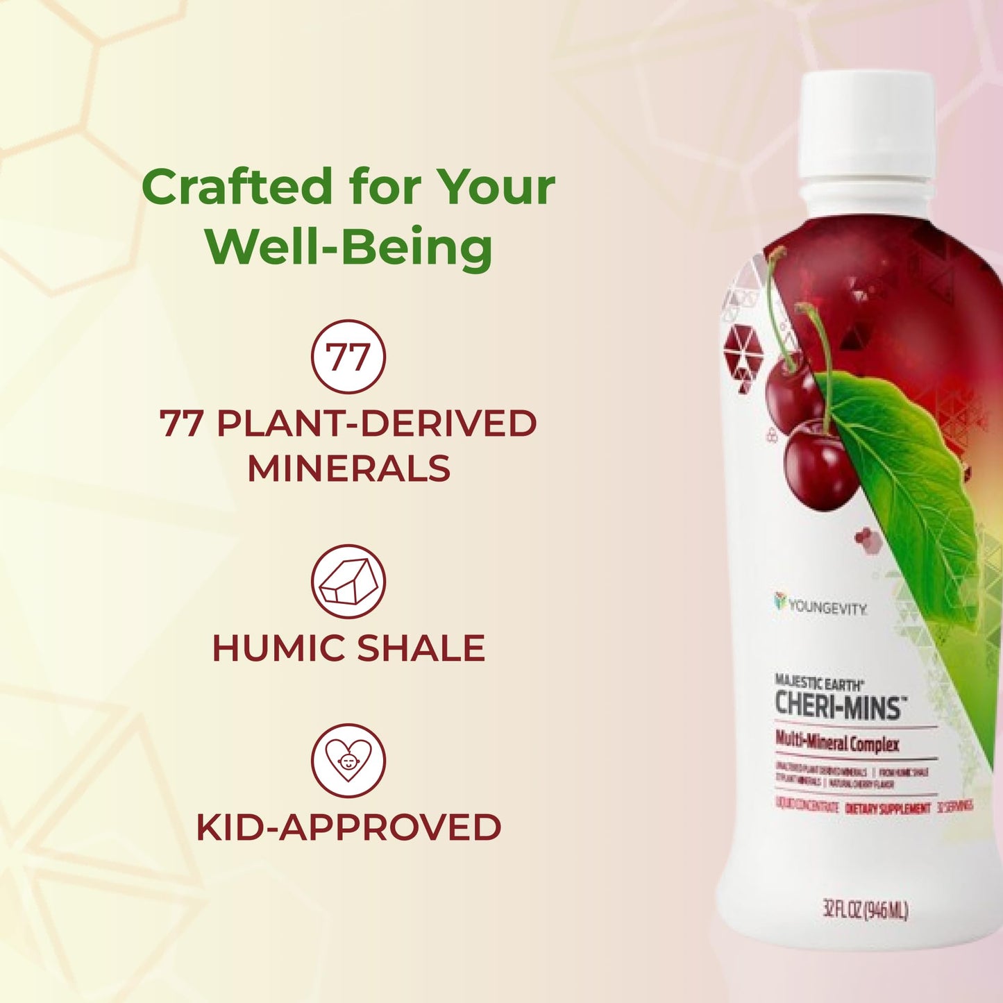 Youngevity Cheri-Mins Plant Derived Liquid Minerals – 32 Fl Oz | 77+ Natural Trace Minerals