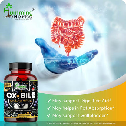 Humming Herbs Ox Bile with Digestive Enzymes & Probiotics – 90 Veg Caps