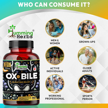 Humming Herbs Ox Bile with Digestive Enzymes & Probiotics – 90 Veg Caps