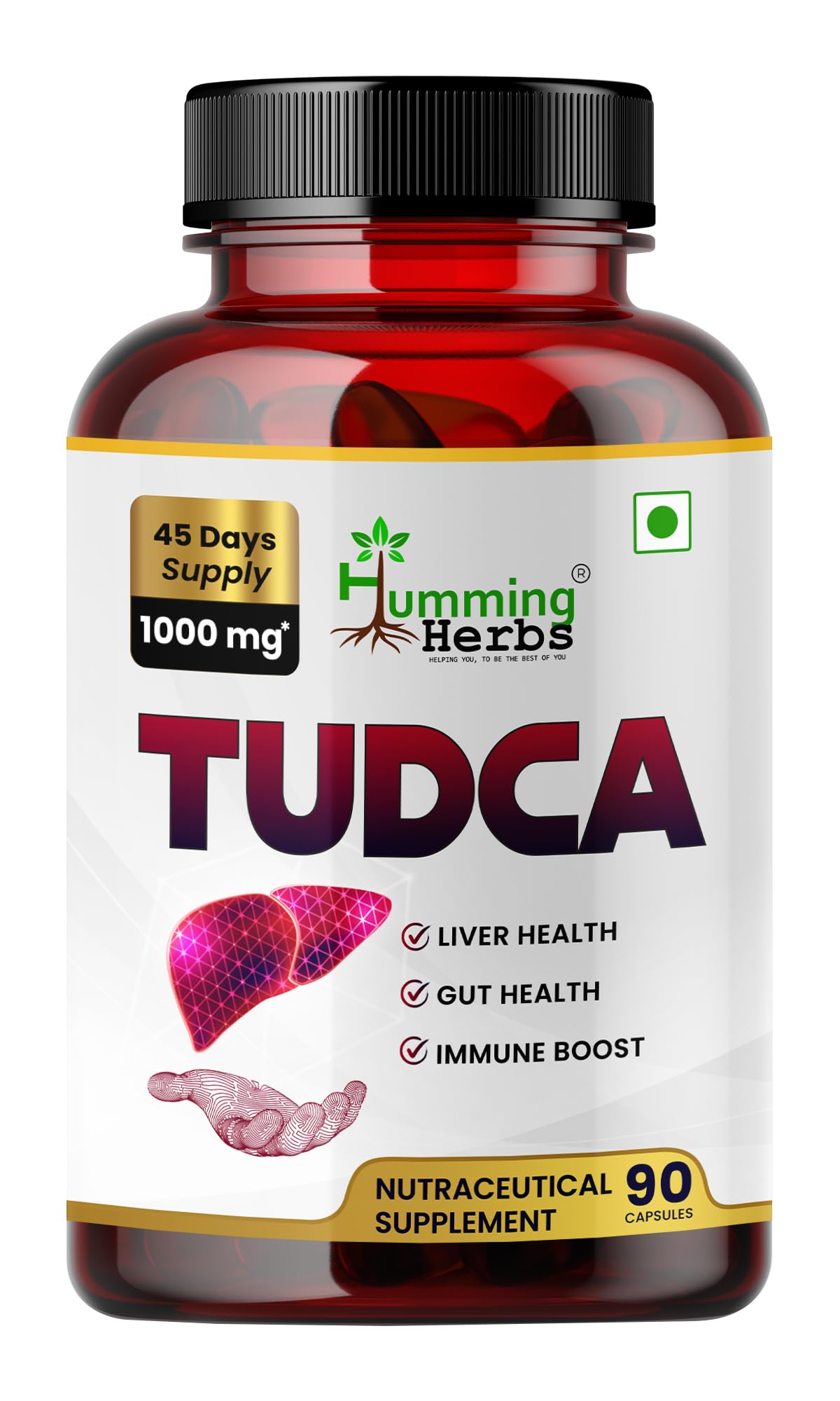 Humming Herbs TUDCA 1000MG – Tauroursodeoxycholic Acid (TUDCA) 90 Capsules