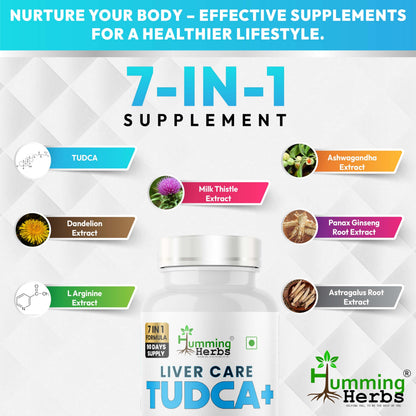 Humming Herbs TUDCA 7in1 Complex – Milk Thistle, L-Arginine, Ashwagandha (180 Capsules)