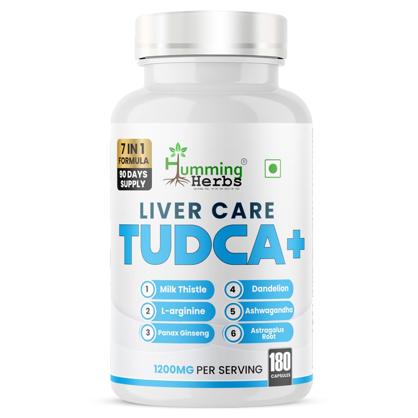 Humming Herbs TUDCA 7in1 Complex – Milk Thistle, L-Arginine, Ashwagandha (180 Capsules)