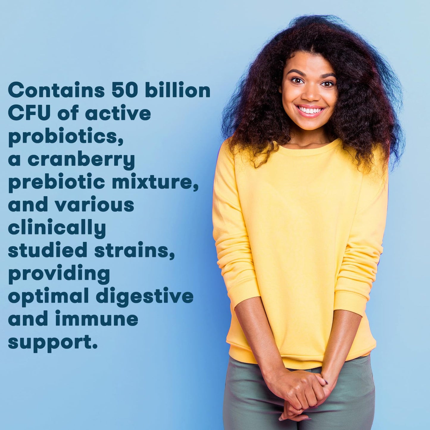 HUNCIALLY Women's Probiotic 50B CFUs | Prebiotics & Cranberry | Digestive, Immune & Vaginal Health (60 Capsules)