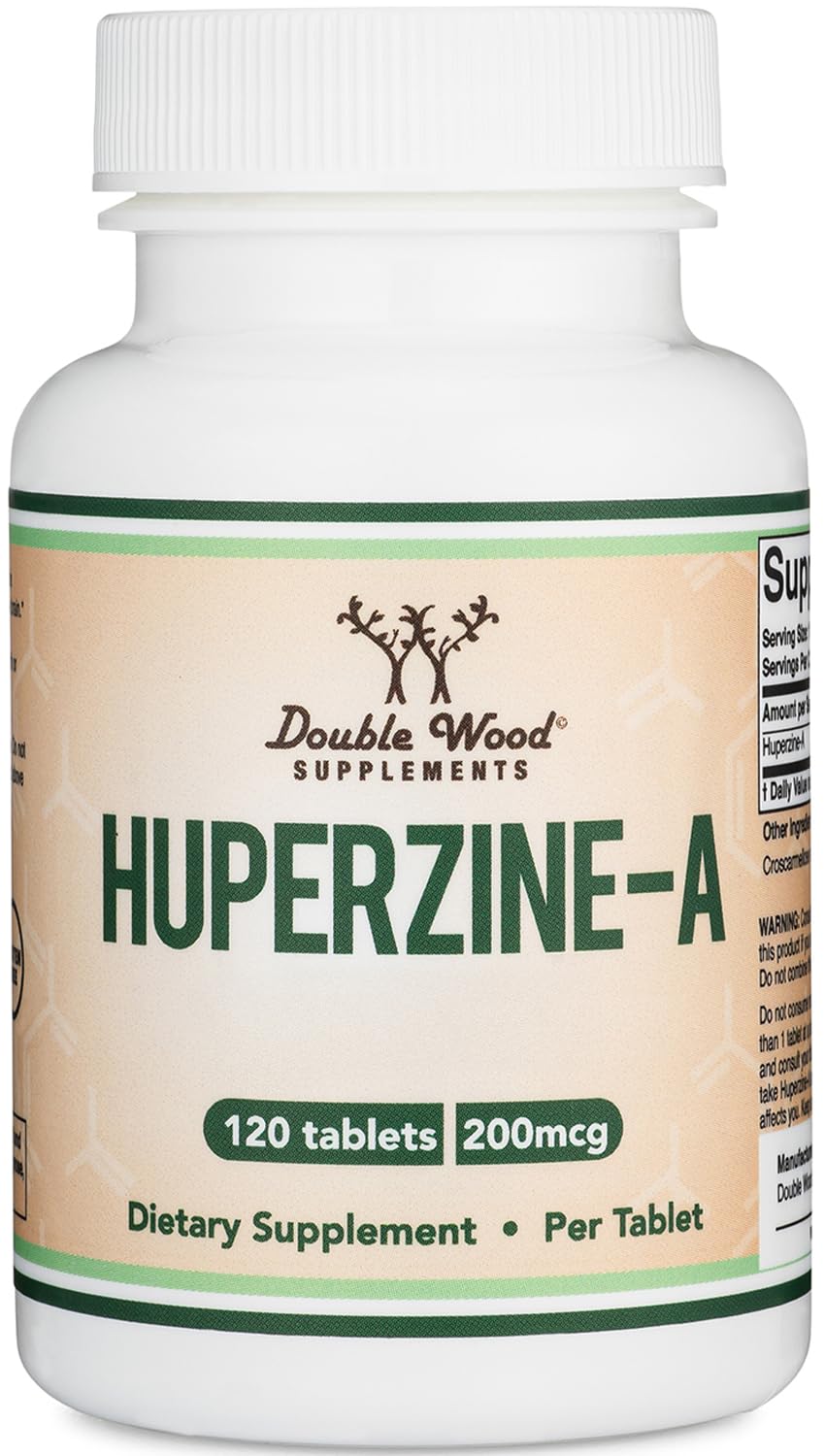 Huperzine A 200mcg (Third-Party Tested) – 120 Tablets | Supports Memory & Focus | Double Wood