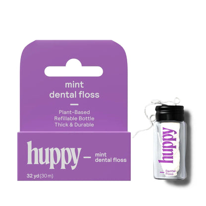 HUPPY Plastic-Free Vegan Dental Floss – Compostable, Refillable Jar