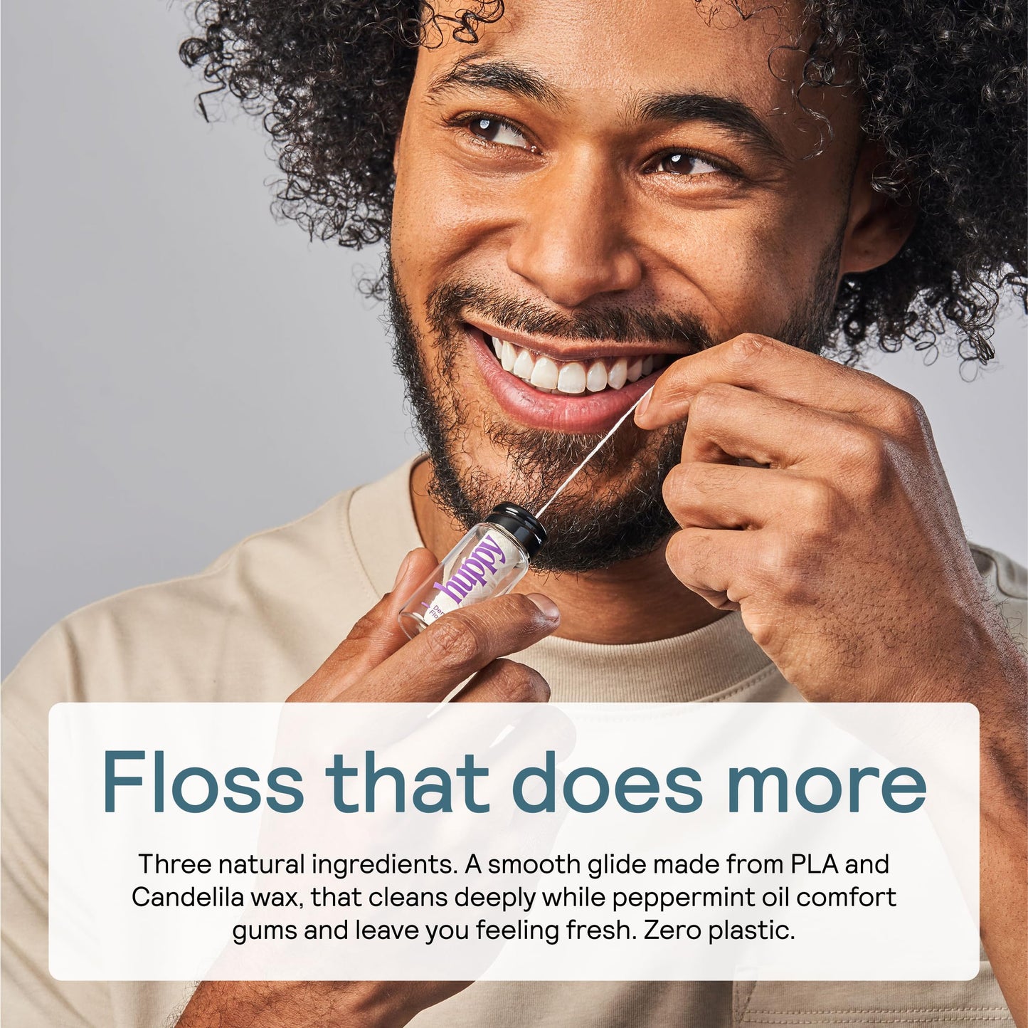 HUPPY Plastic-Free Vegan Dental Floss – Compostable, Refillable Jar