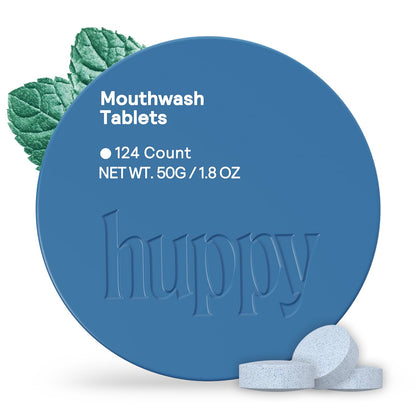 HUPPY Mouthwash Tablets with Nano Hydroxyapatite – Fresh Breath & Remineralization (124ct, Cool Mint)
