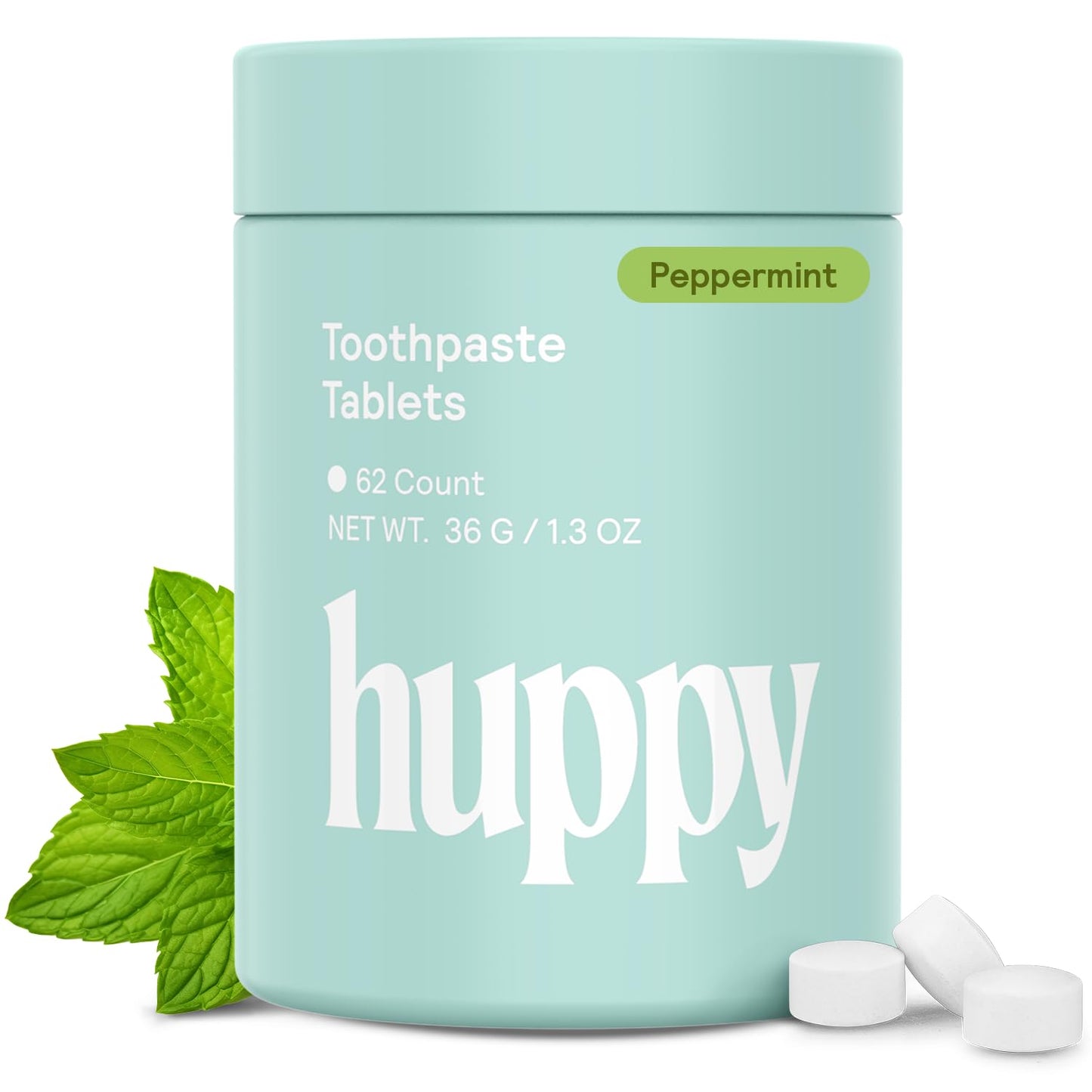 HUPPY Toothpaste Tablets – Nano Hydroxyapatite, Fluoride-Free Whitening (62 Count)