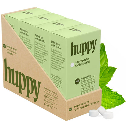HUPPY Toothpaste Tablets – Nano Hydroxyapatite, Fluoride Free, Travel Tin