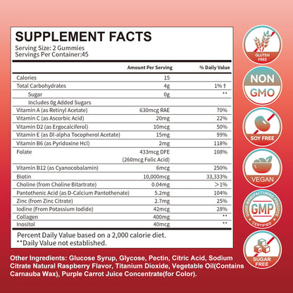 Hurdilen Biotin Collagen Gummies – 10,000 mcg Biotin for Hair, Skin & Nails | 90 Gummies